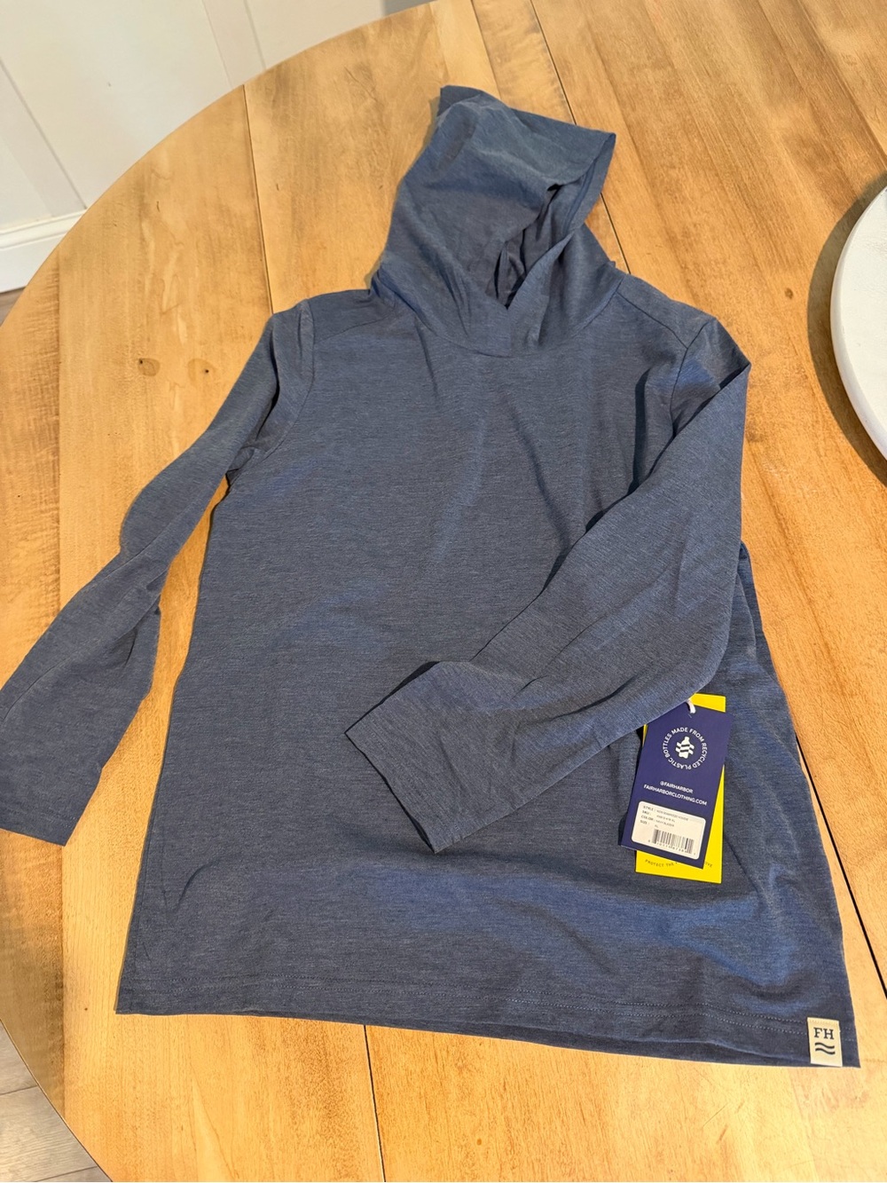 Fair Harbor Boys' Heather Navy Hooded Long-Sleeve Top